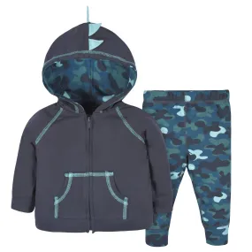 2-Piece Baby & Toddler Boys Navy Dino Terry Zip Hoodie & Joggers Set