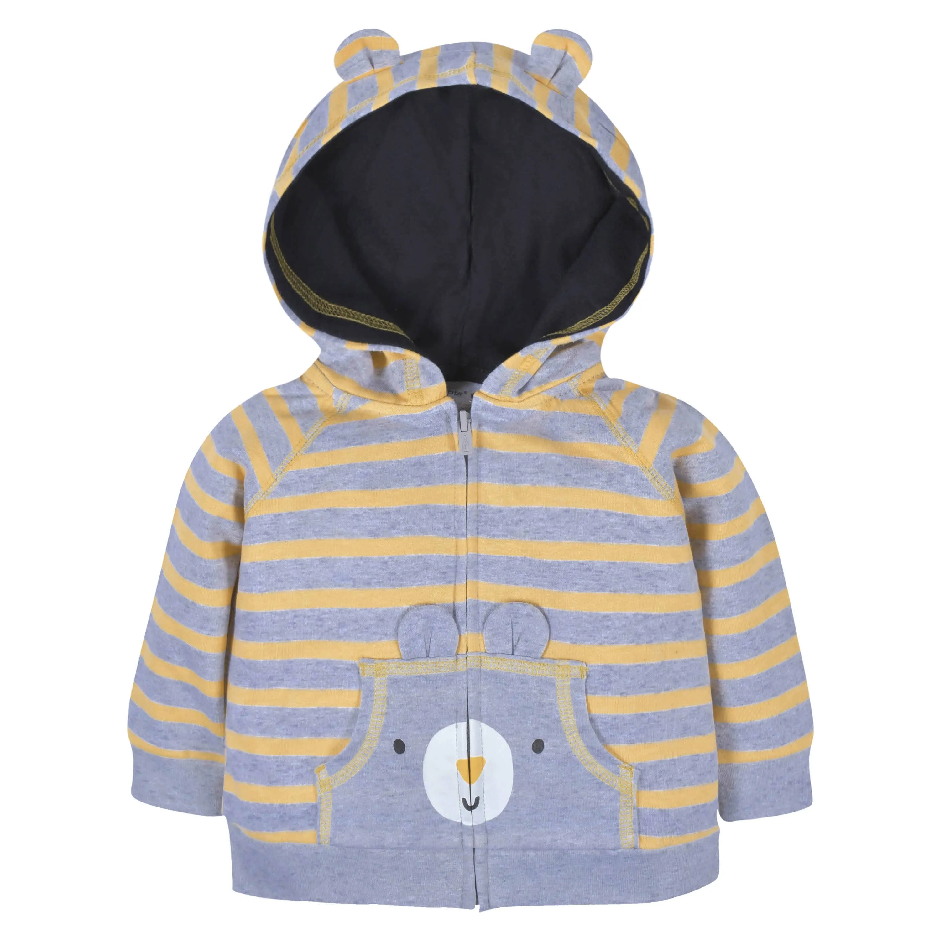 2-Piece Baby & Toddler Boys Striped Bear Terry Zip Hoodie & Joggers Set