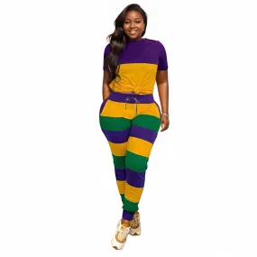 Adult Ladies Festive Spirit Mardi Gras Jogger Set #1