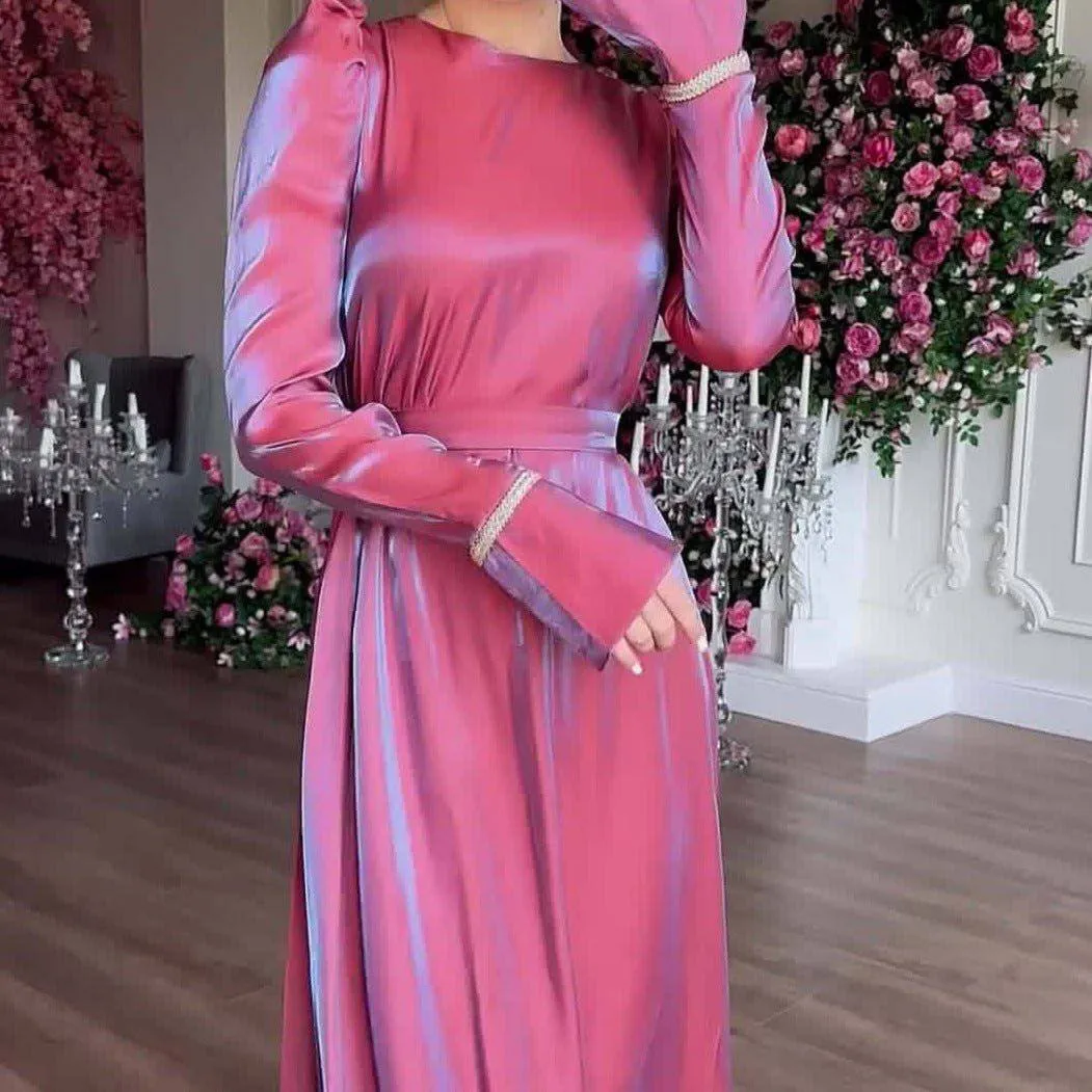 Aggie Flounce Sleeve Round Neck Ruffle Maxi Dress