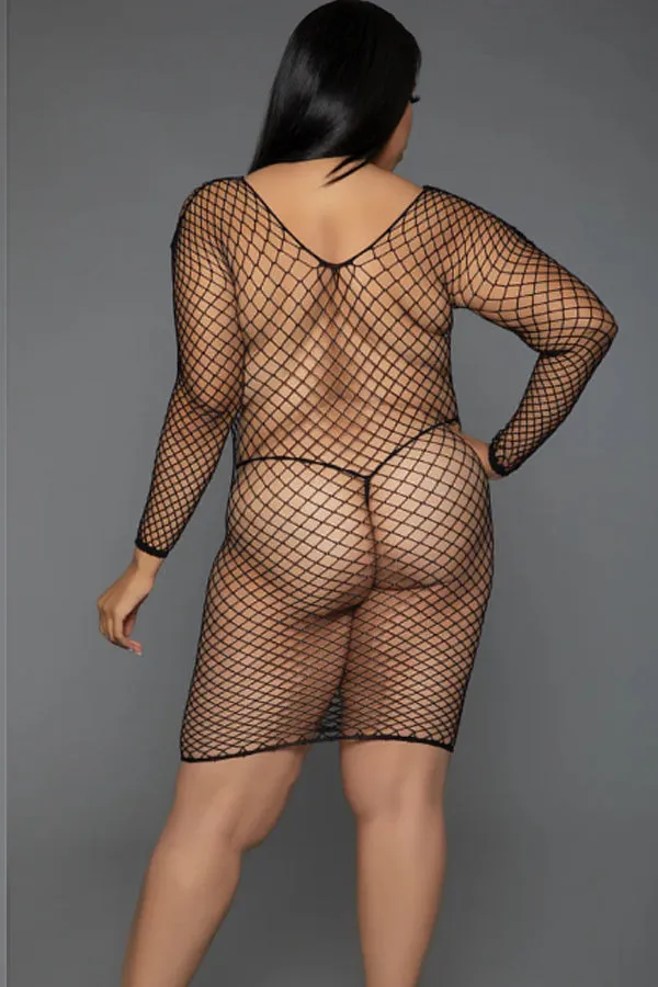 Amuse You Minidress, Fishnet Pattern Lingerie with Matching Thong