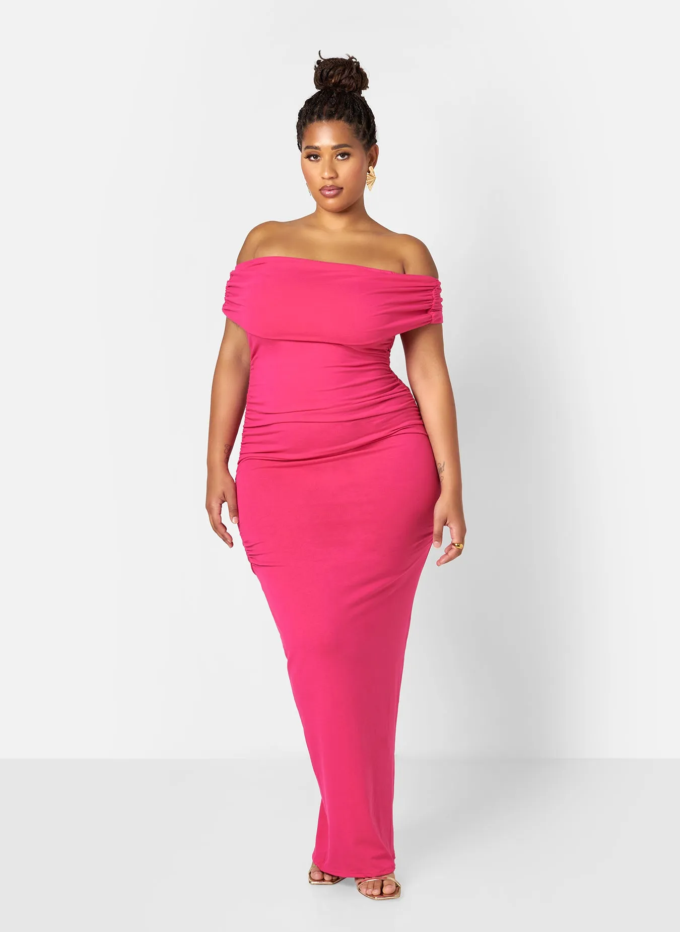 Analise Cotton Over The Shoulder BodyconMaxi Dress