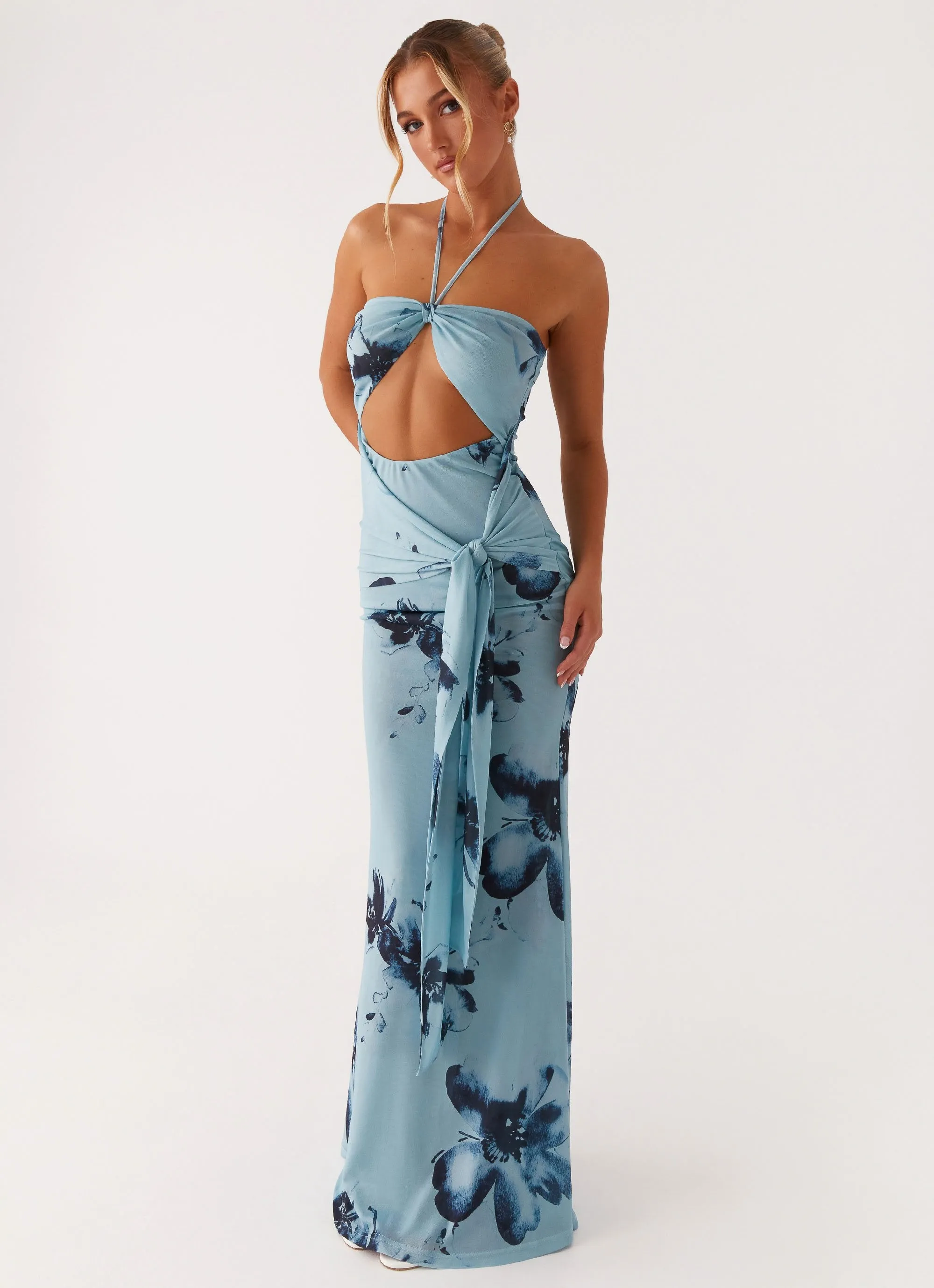 Antonia Maxi Dress - Black Blue Floral