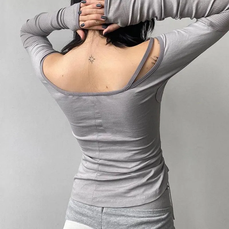 Asymmetrical Off-Shoulder Long-Sleeve Top