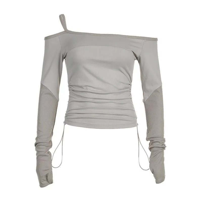 Asymmetrical Off-Shoulder Long-Sleeve Top