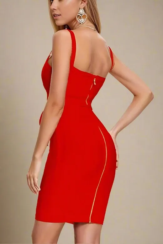 Bek Bandage Dress - Lipstick Red