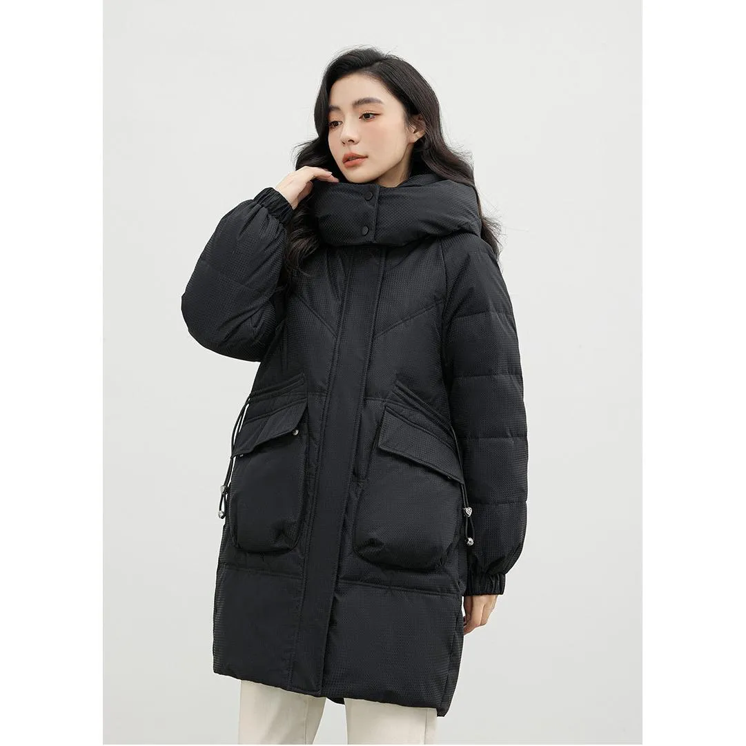 Bellows Pocket Mid-Length Puffa Hooded Parka