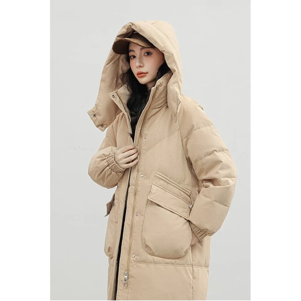 Bellows Pocket Mid-Length Puffa Hooded Parka