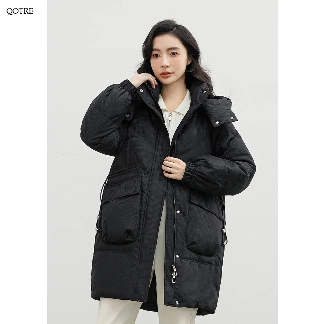 Bellows Pocket Mid-Length Puffa Hooded Parka