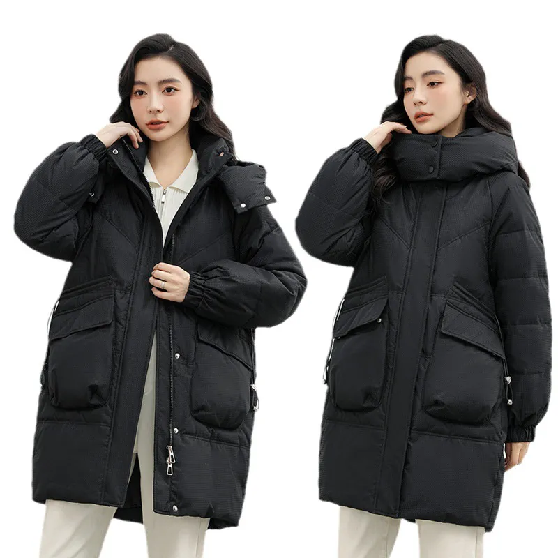 Bellows Pocket Mid-Length Puffa Hooded Parka