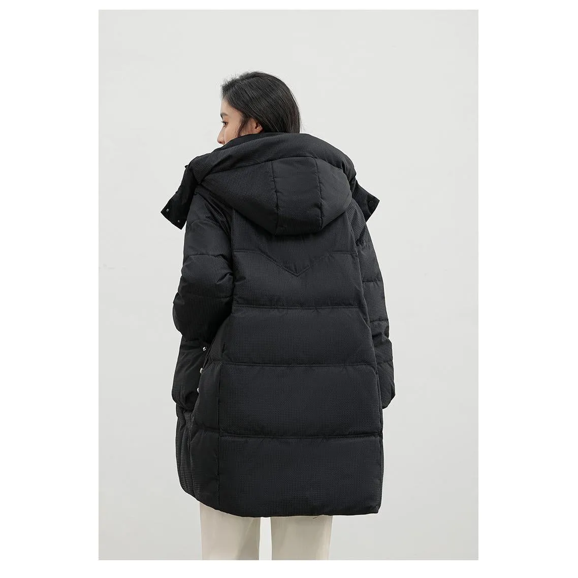 Bellows Pocket Mid-Length Puffa Hooded Parka