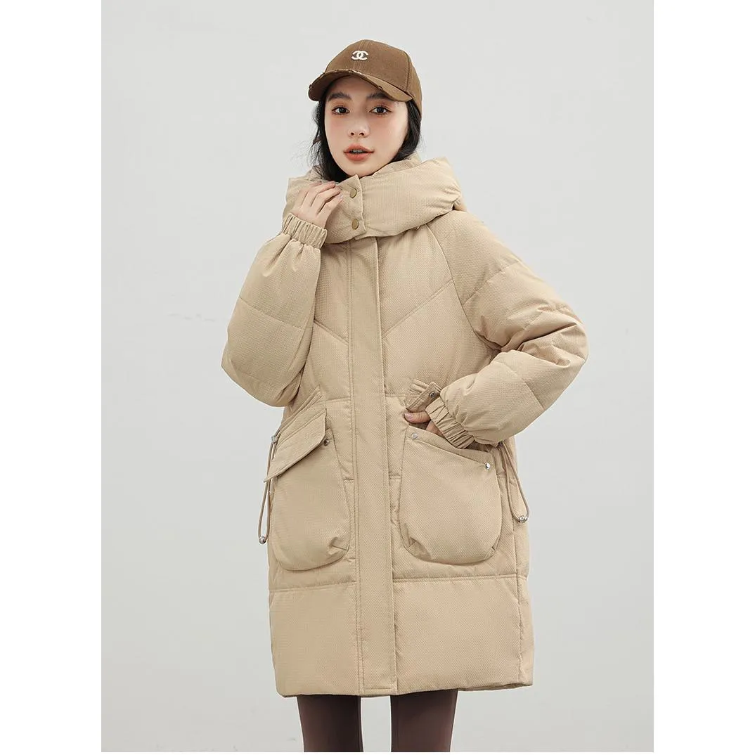 Bellows Pocket Mid-Length Puffa Hooded Parka