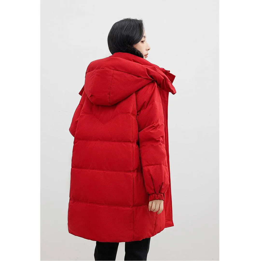 Bellows Pocket Mid-Length Puffa Hooded Parka