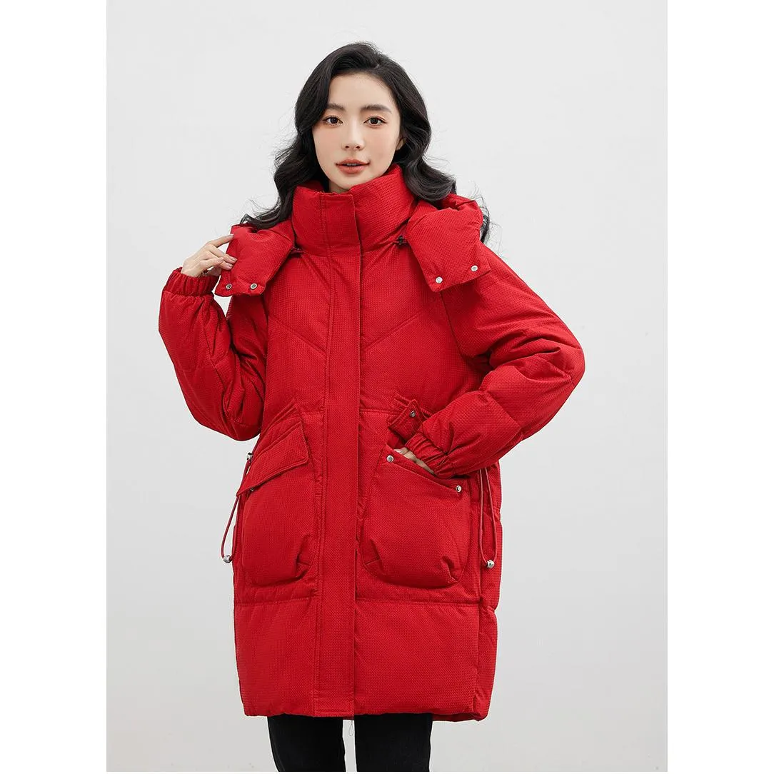 Bellows Pocket Mid-Length Puffa Hooded Parka