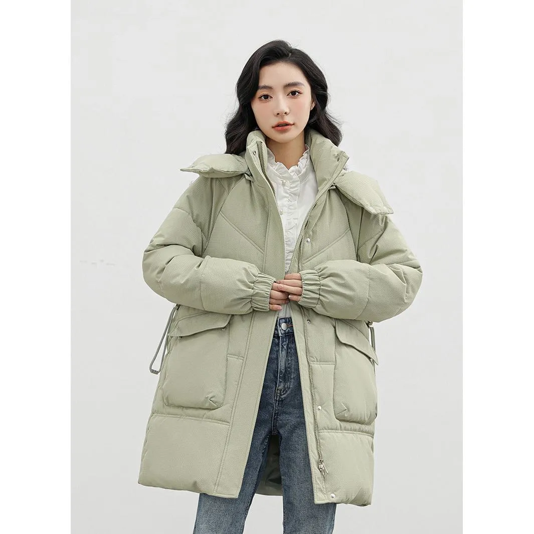 Bellows Pocket Mid-Length Puffa Hooded Parka