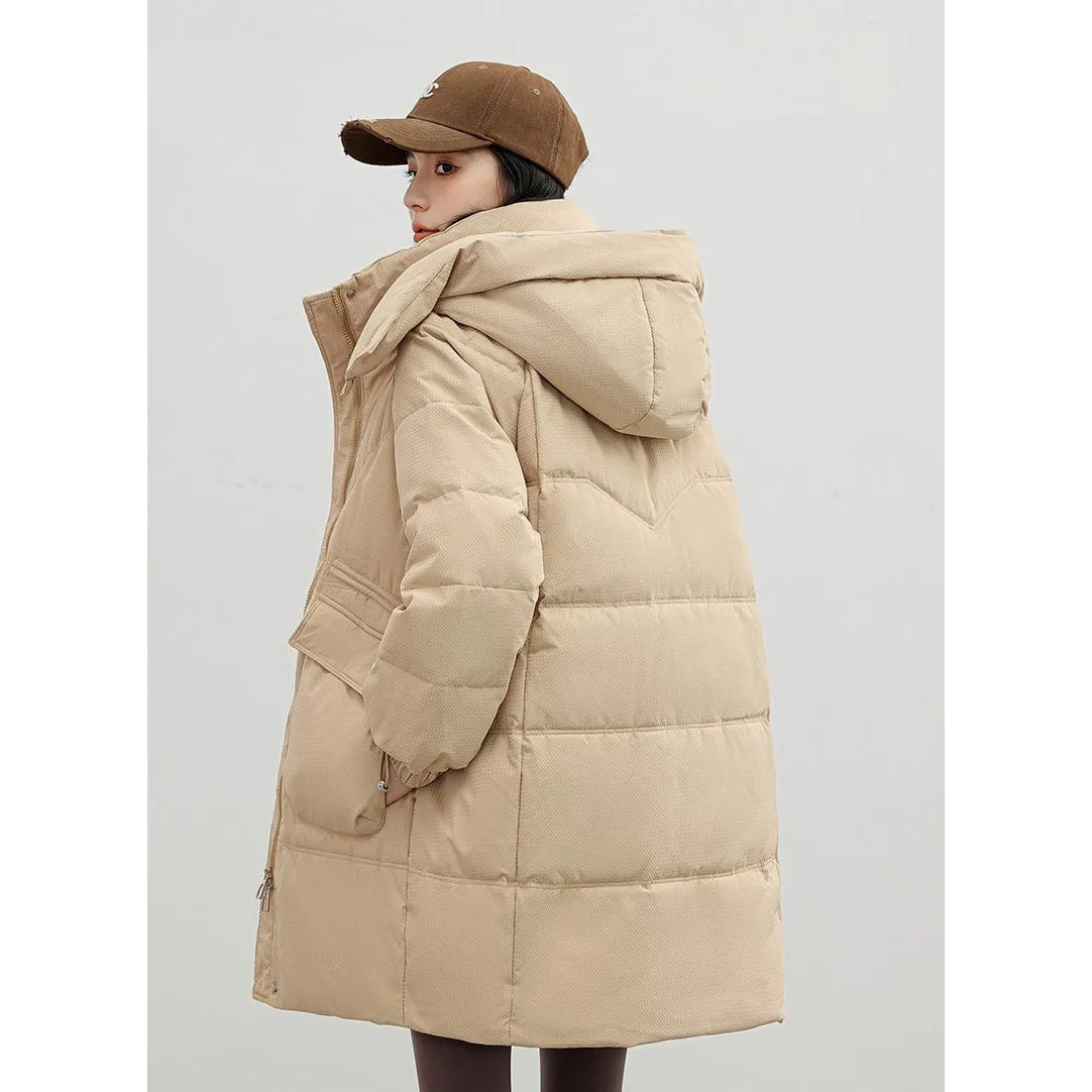 Bellows Pocket Mid-Length Puffa Hooded Parka