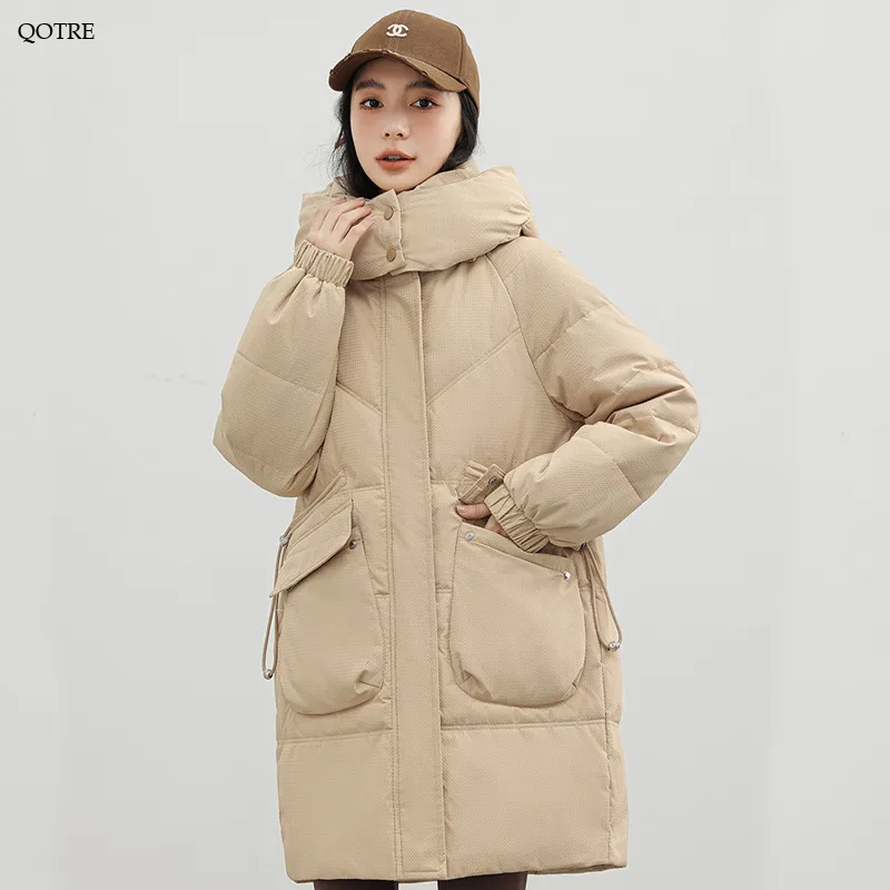 Bellows Pocket Mid-Length Puffa Hooded Parka