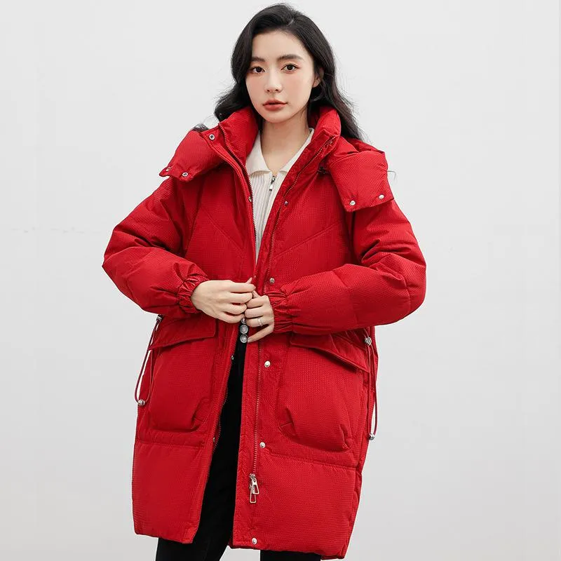 Bellows Pocket Mid-Length Puffa Hooded Parka