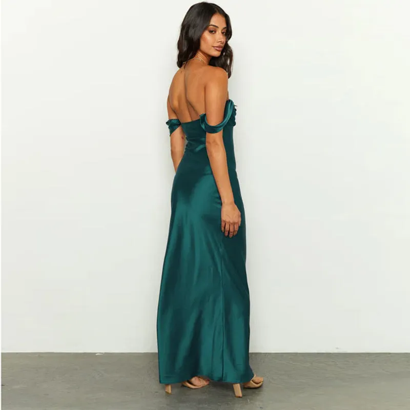 BerryBetty - Barbara Pleated Backless Evening Maxi Dress