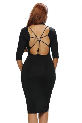 Black Bodycon O-ring Stylish Dress