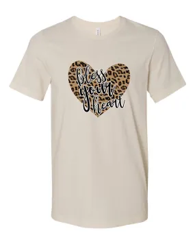 Bless Your Heart on Leopard Graphic Crew Neck Softstyle Tee