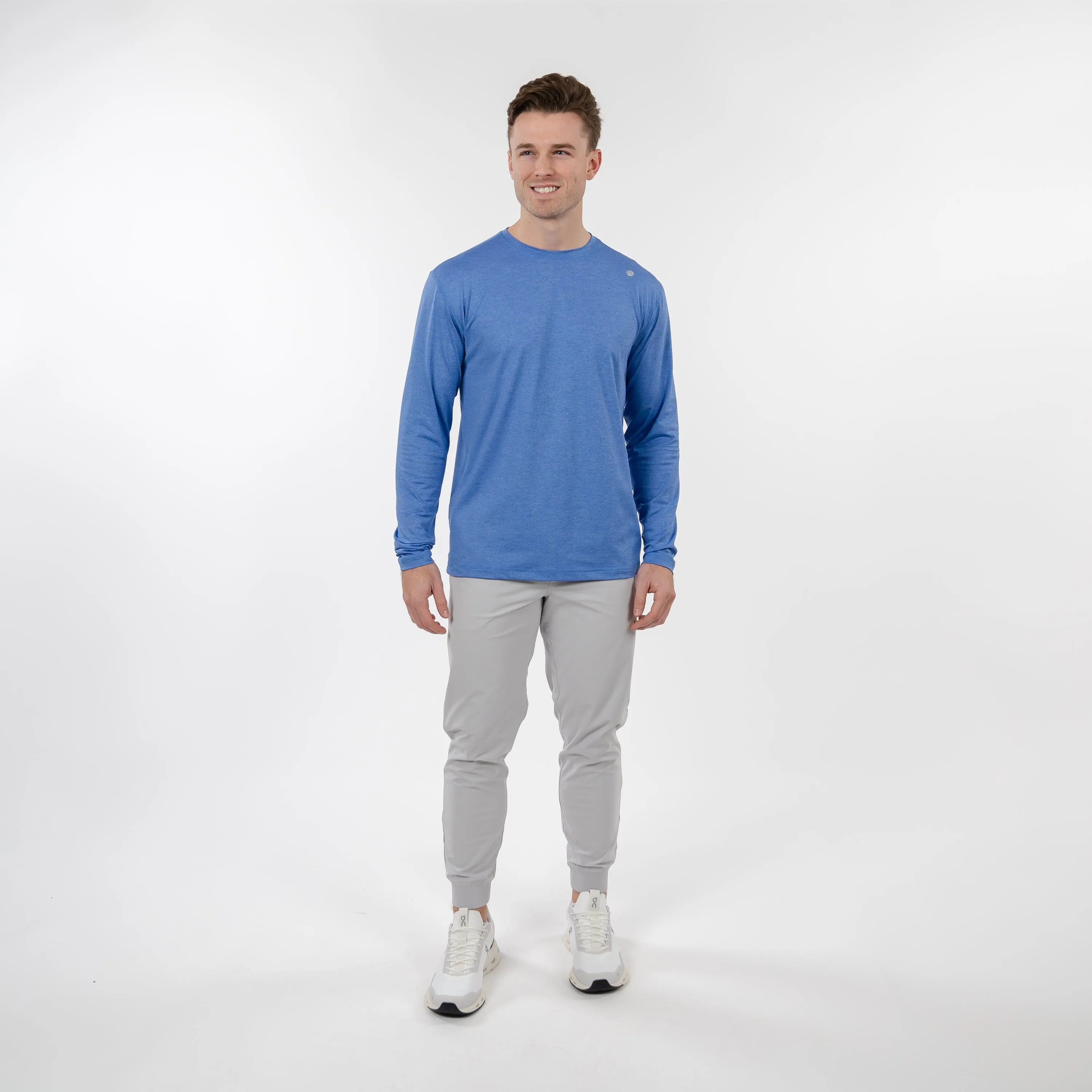 Blitz Tech Long Sleeve Tee | Heather - Bunker Blue/Lavender Blue