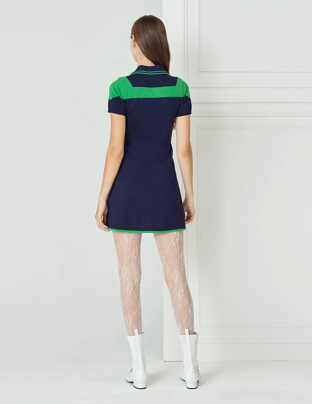 BORA AKSU Slim Short Sleeve Polo Neck Knit Dress