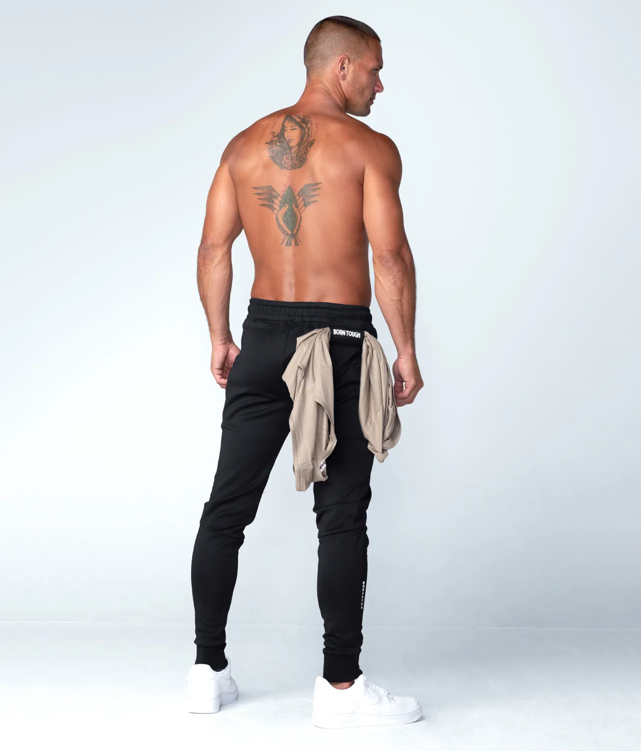 Born Tough Momentum Black Bodybuilding Jogger Pants for Men