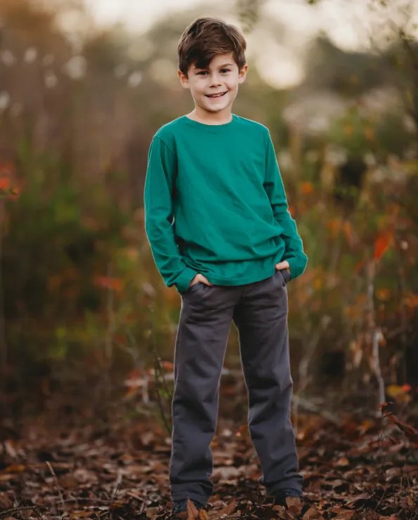 Boys Lightweight Soft Cotton  Fleece Straight Leg Pocket Pant | Dark Navy