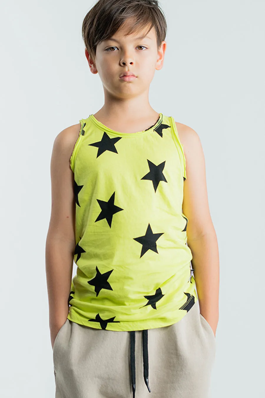 Boys Nununu Star Tank Top Hot Lime