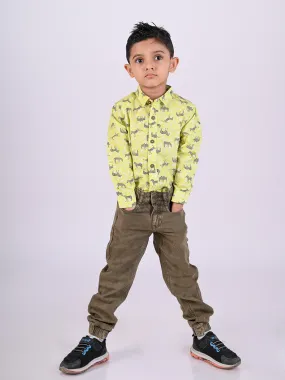 Boys Olive Regular Fit Joggers