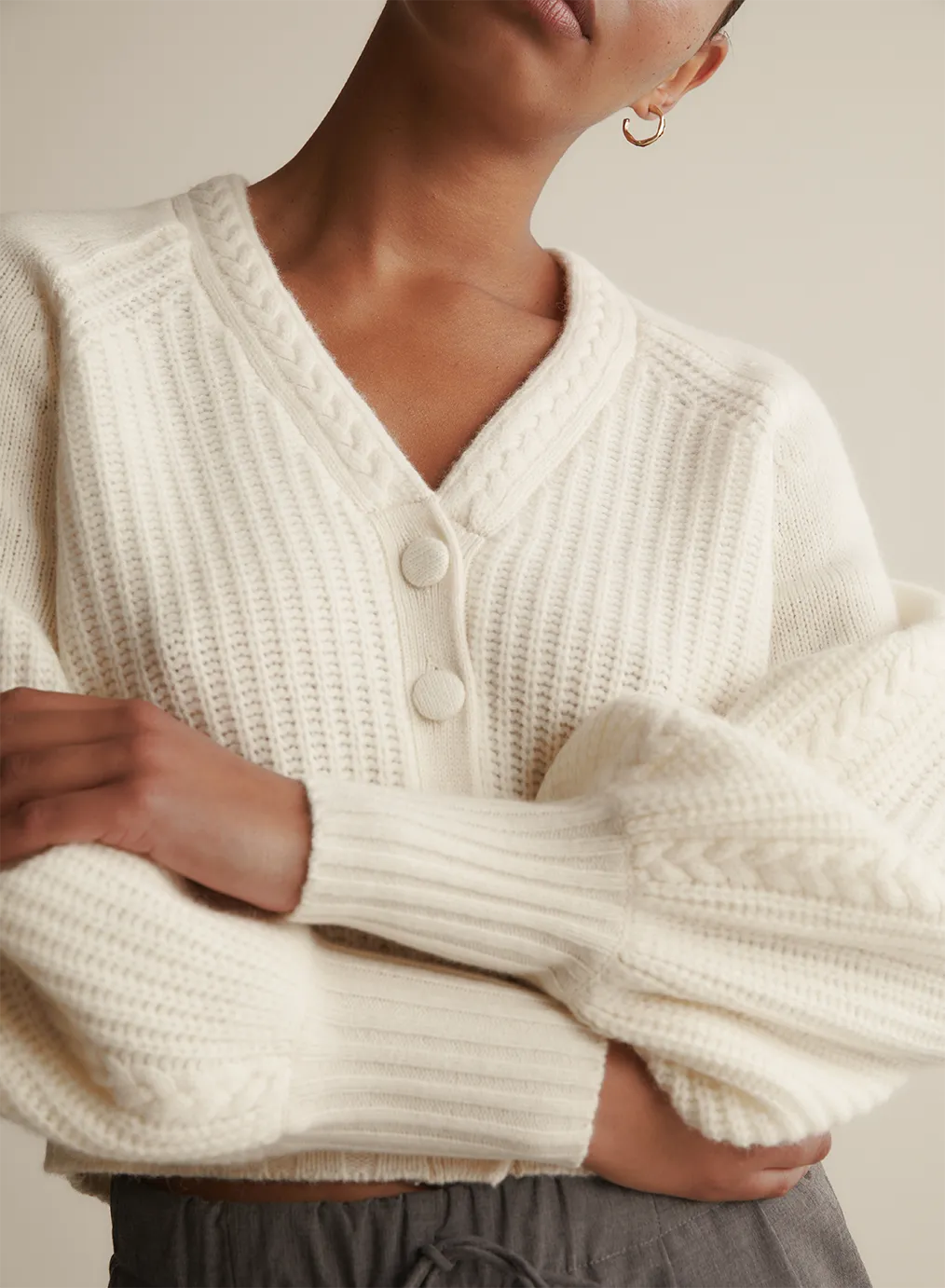 Bronwyn Wool Knit Cardigan | Cream | Restock