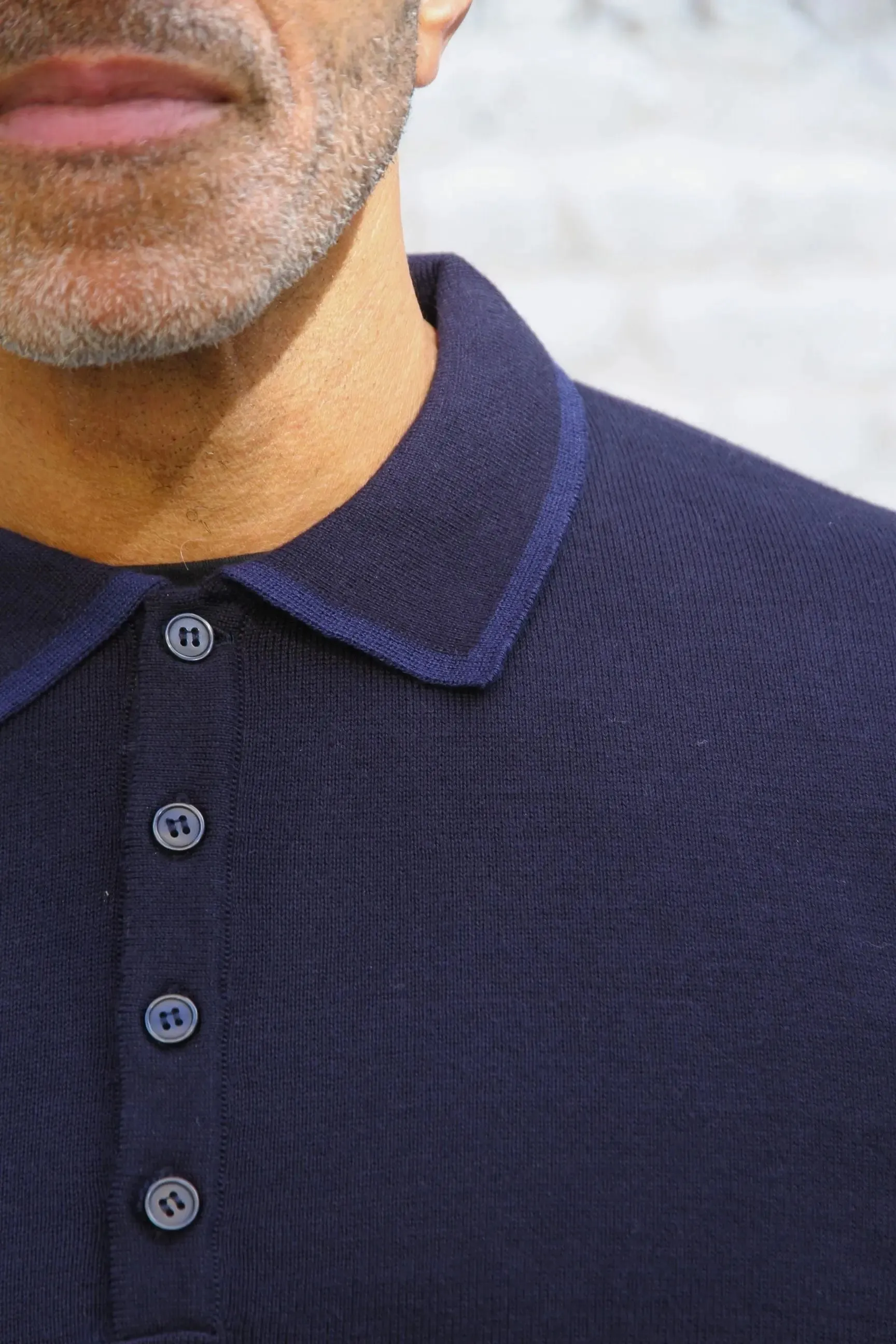 Carnaby 4 Button Knitted Polo Shirt - Navy