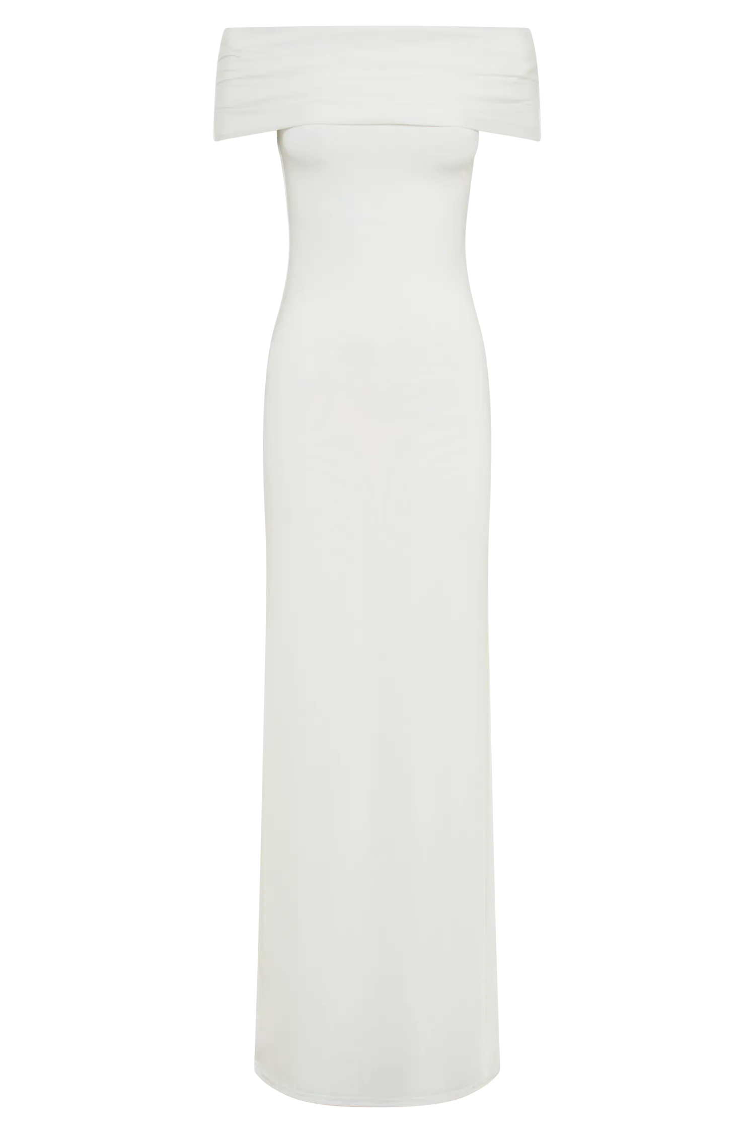 Cassandra Off Shoulder Slinky Maxi Dress - White