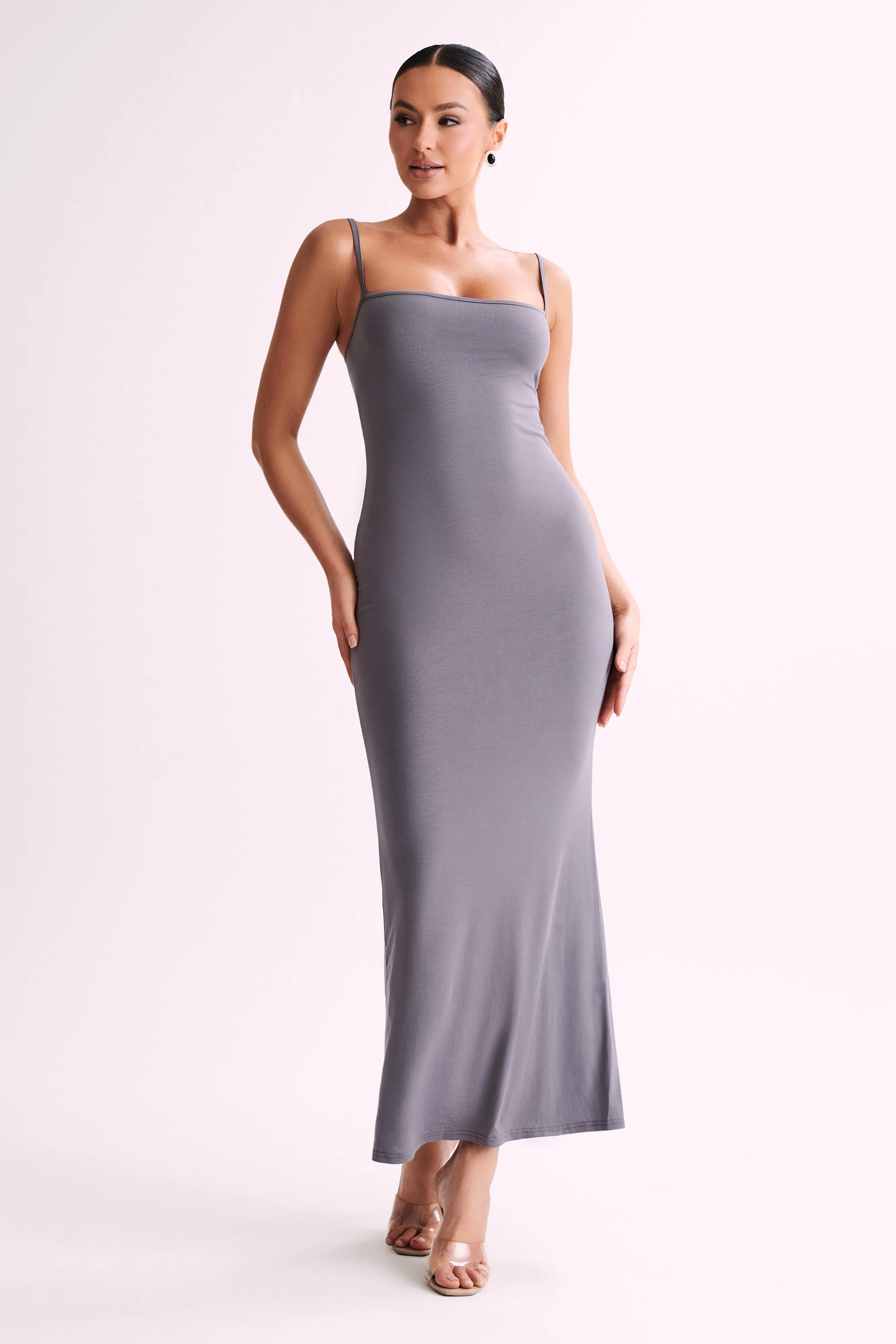 Cassie Modal Fishtail Maxi Dress - Slate Grey