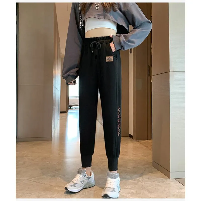 Casual Banana-Shaped Plus Sports Drawstring Waist Loose Fit Sweatpants