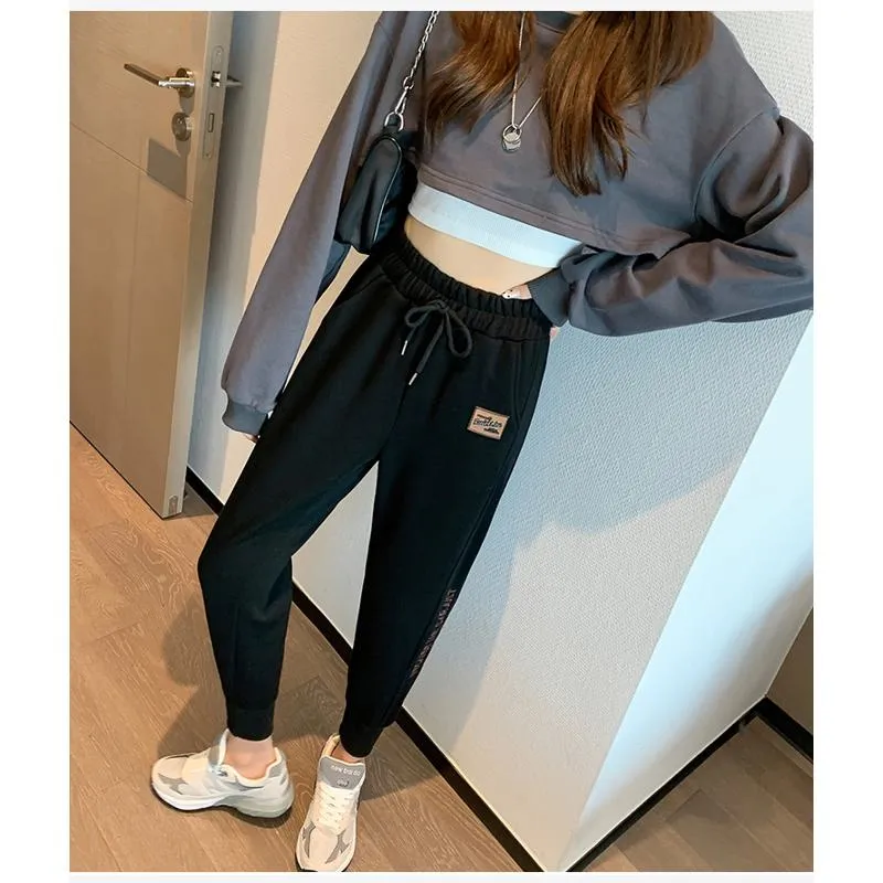 Casual Banana-Shaped Plus Sports Drawstring Waist Loose Fit Sweatpants