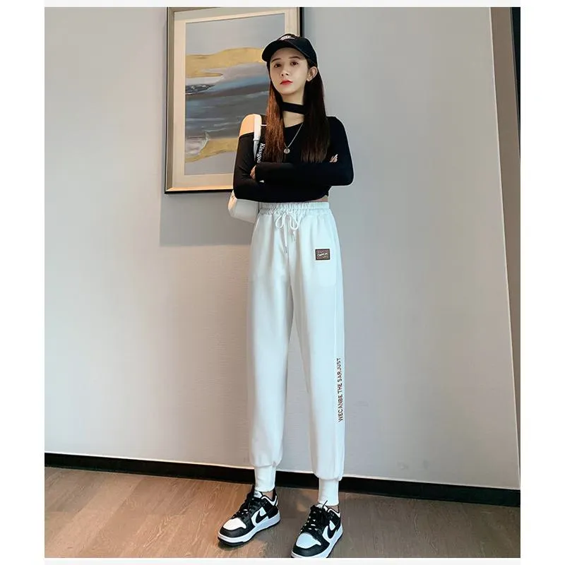 Casual Banana-Shaped Plus Sports Drawstring Waist Loose Fit Sweatpants