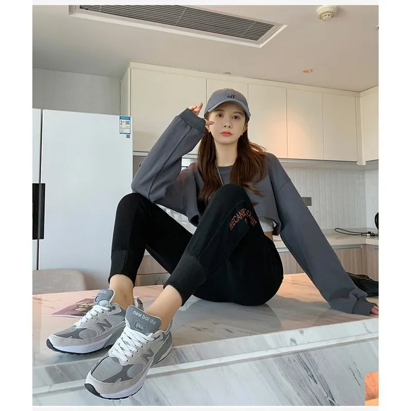 Casual Banana-Shaped Plus Sports Drawstring Waist Loose Fit Sweatpants