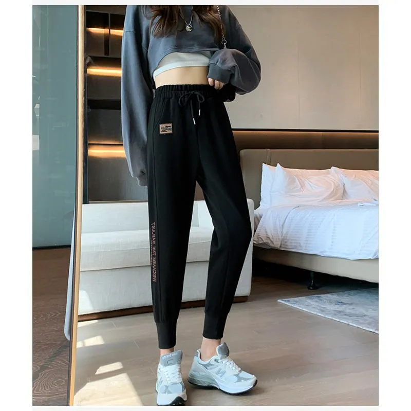 Casual Banana-Shaped Plus Sports Drawstring Waist Loose Fit Sweatpants