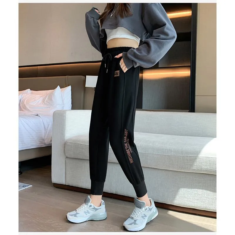 Casual Banana-Shaped Plus Sports Drawstring Waist Loose Fit Sweatpants