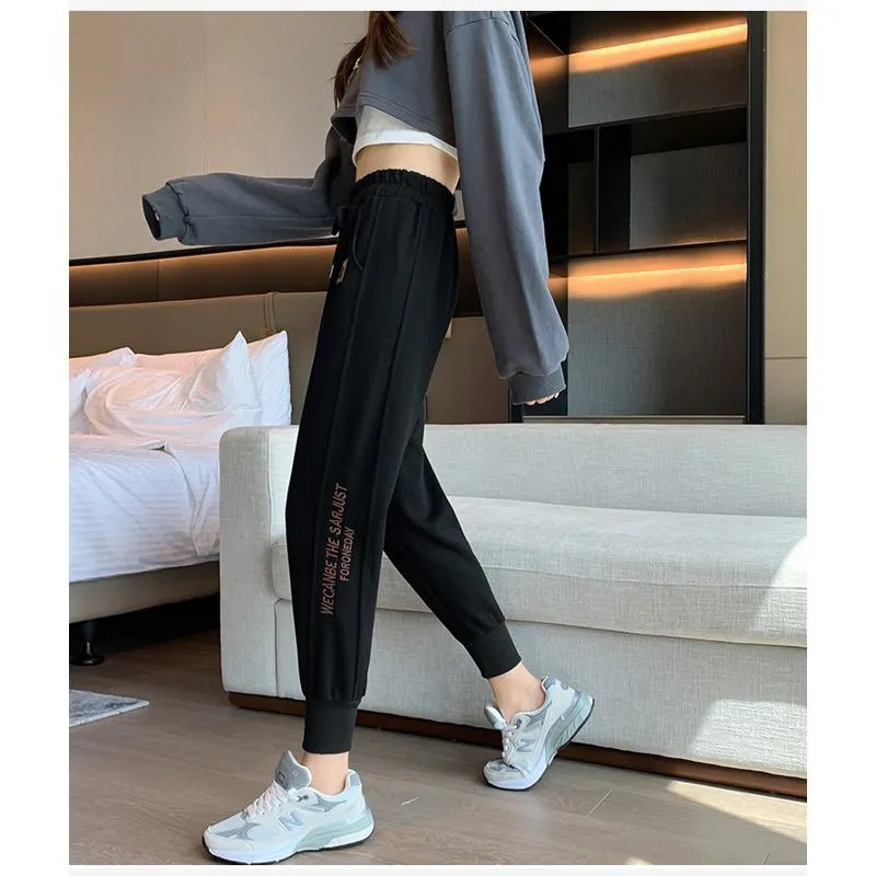 Casual Banana-Shaped Plus Sports Drawstring Waist Loose Fit Sweatpants