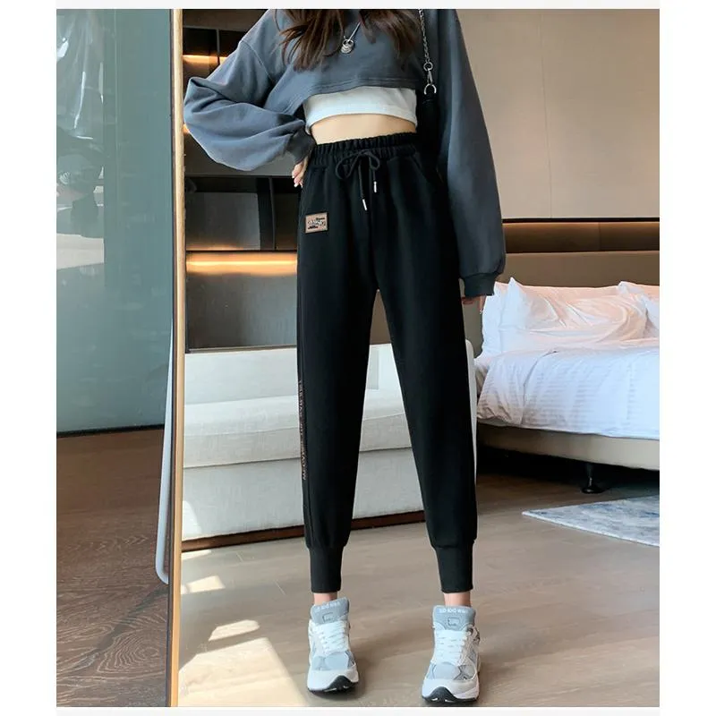 Casual Banana-Shaped Plus Sports Drawstring Waist Loose Fit Sweatpants