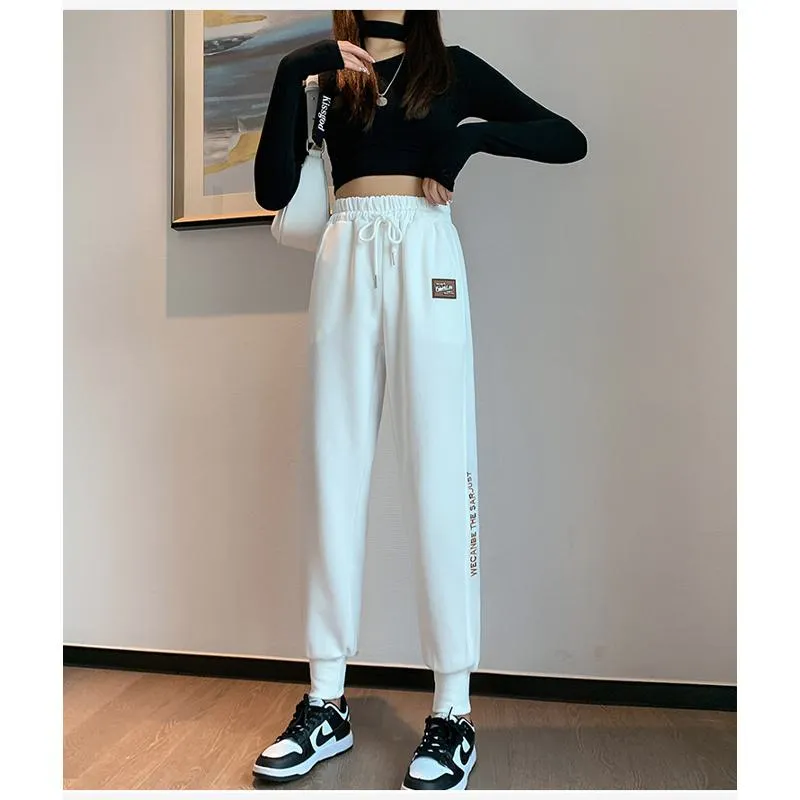 Casual Banana-Shaped Plus Sports Drawstring Waist Loose Fit Sweatpants