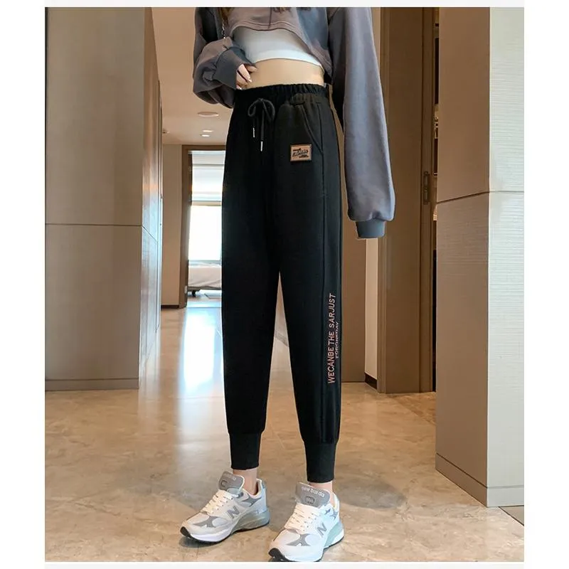 Casual Banana-Shaped Plus Sports Drawstring Waist Loose Fit Sweatpants