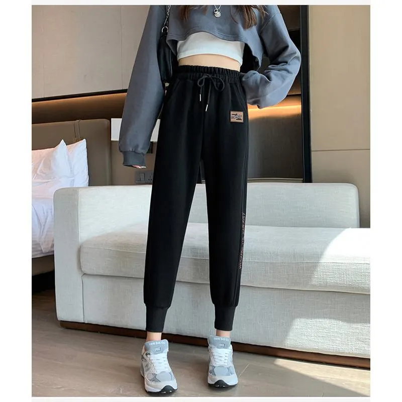 Casual Banana-Shaped Plus Sports Drawstring Waist Loose Fit Sweatpants