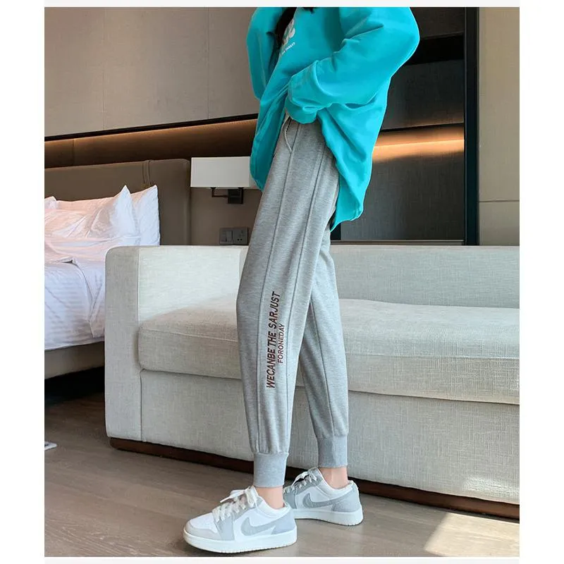 Casual Banana-Shaped Plus Sports Drawstring Waist Loose Fit Sweatpants