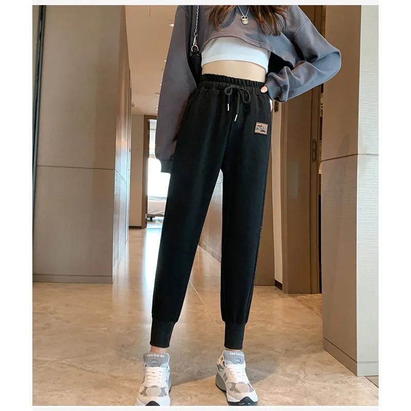 Casual Banana-Shaped Plus Sports Drawstring Waist Loose Fit Sweatpants