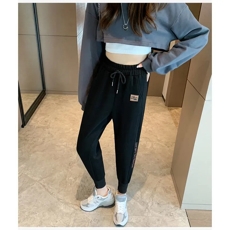 Casual Banana-Shaped Plus Sports Drawstring Waist Loose Fit Sweatpants