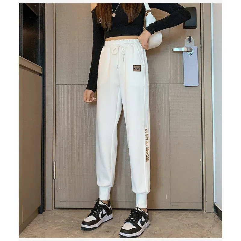 Casual Banana-Shaped Plus Sports Drawstring Waist Loose Fit Sweatpants